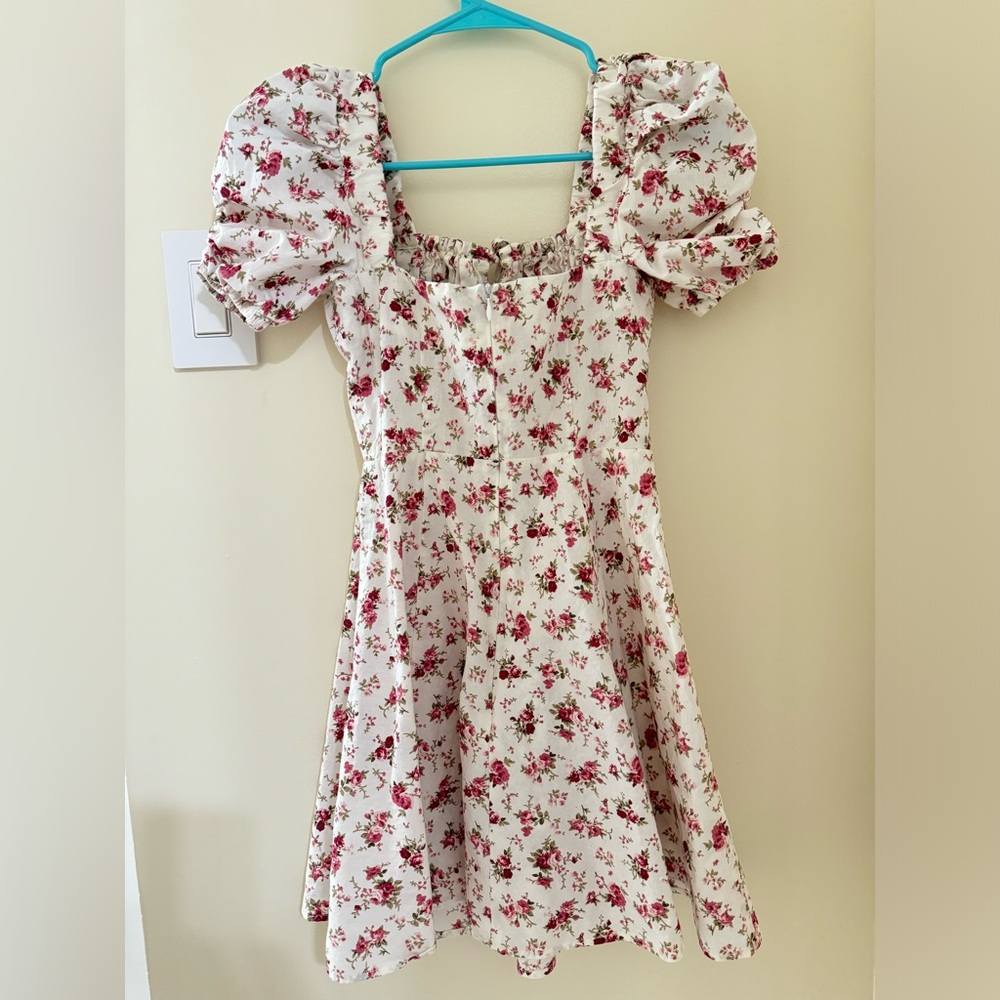 TIFFANY STUDIOS Short-Sleeve tiny floral midi dress